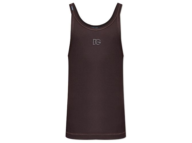 Dolce & Gabbana Top a coste con logo ricamato