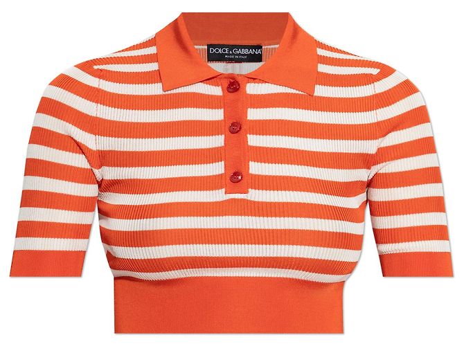 Polo corta a righe arancione Dolce & Gabbana
