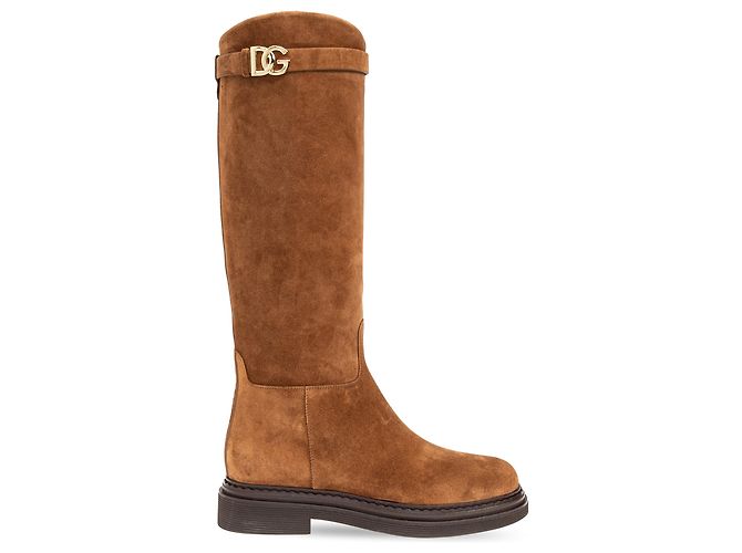 Botas altas de gamuza marrones Dolce & Gabbana
