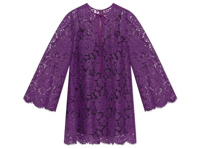 Dolce & Gabbana Spitzenkleid in Lila mit Blumenmuster