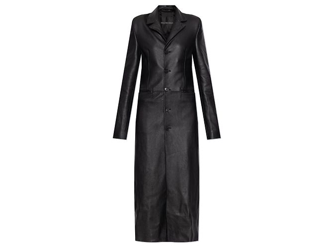 Balenciaga Schwarzer Lammleder Mantel