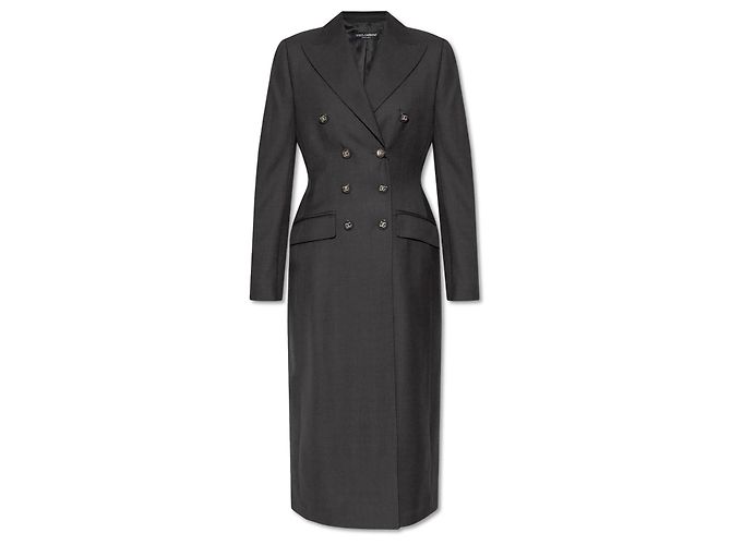 Dolce & Gabbana grey wool double-breasted coat
