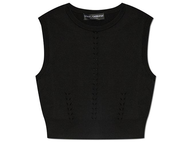 Top de punto negro cropped Dolce & Gabbana