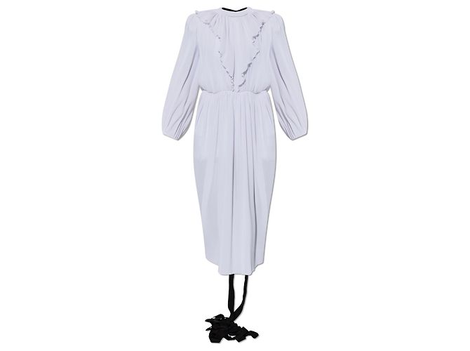 Balenciaga Weißes Plisseekleid Midi