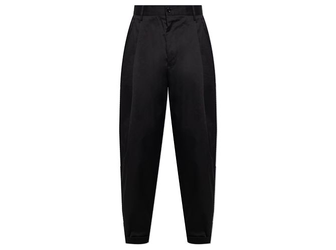 Dolce & Gabbana Pantalones negros con raya frontal de algodón