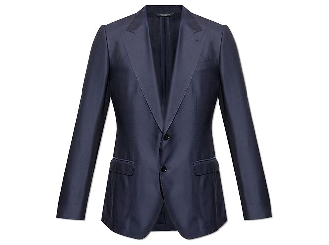 Blazer doppiopetto Dolce & Gabbana in cotone e seta blu navy