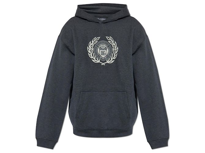 Sudadera con capucha gris de algodón Dolce & Gabbana