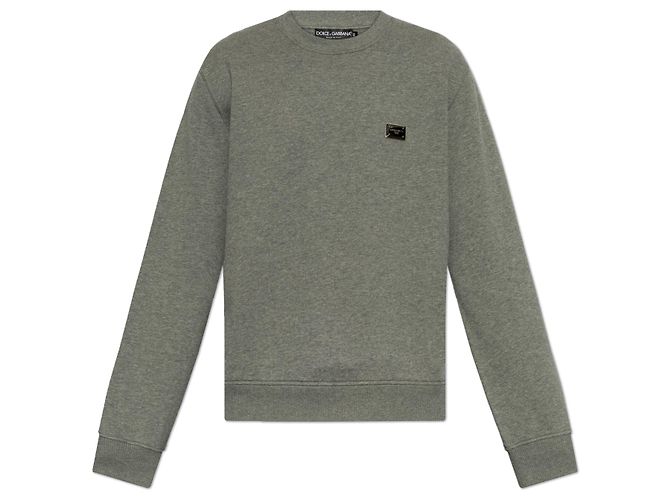 Dolce & Gabbana Grey Cotton Sweatshirt with Logo