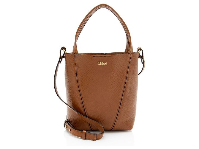 Chloé Chloe Tote Spin Small em pele de vitela granulada