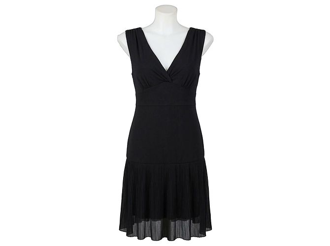 Autre Marque MAX&Co. Schwarzes plissiertes Viscose-Minikleid