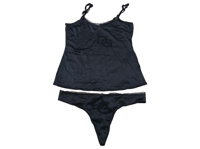 Conjunto de Lencería Dolce & Gabbana de Seda Negro
