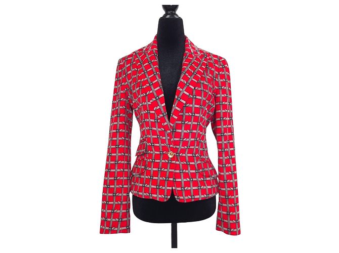Dolce & Gabbana Roter Karo-Blazer aus Samt