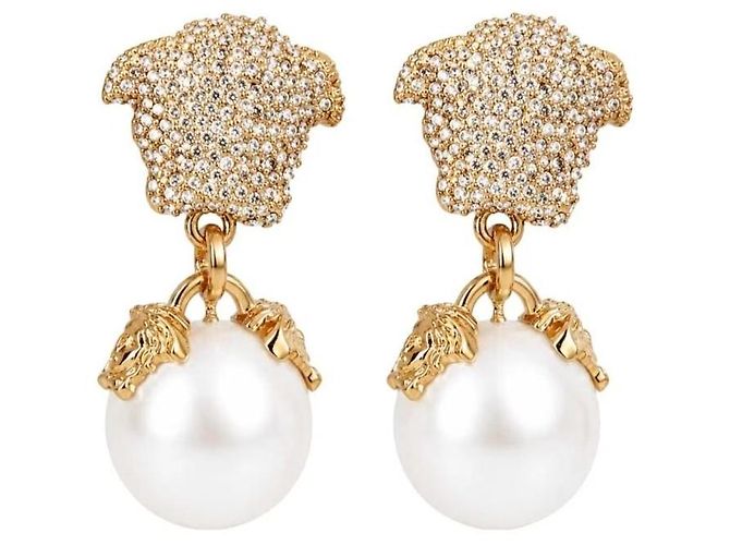 Versace Brincos Medusa com Pérolas e Cristais