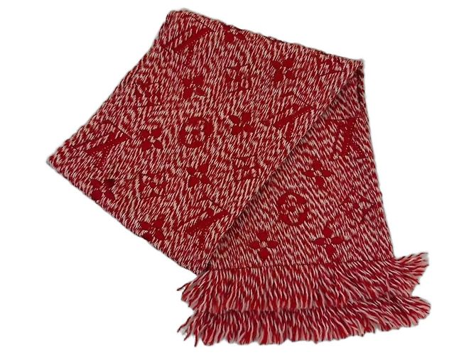 Louis Vuitton Cachecol Monogramme em Lã e Seda Vermelho