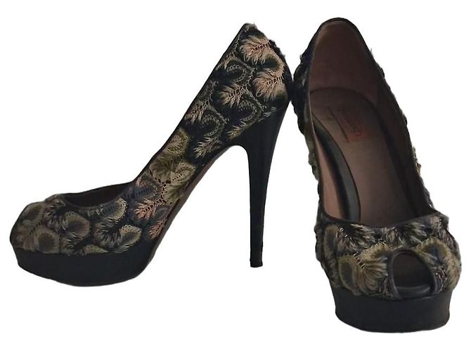 Missoni Patterned Fabric Platform Peep-Toe Heels