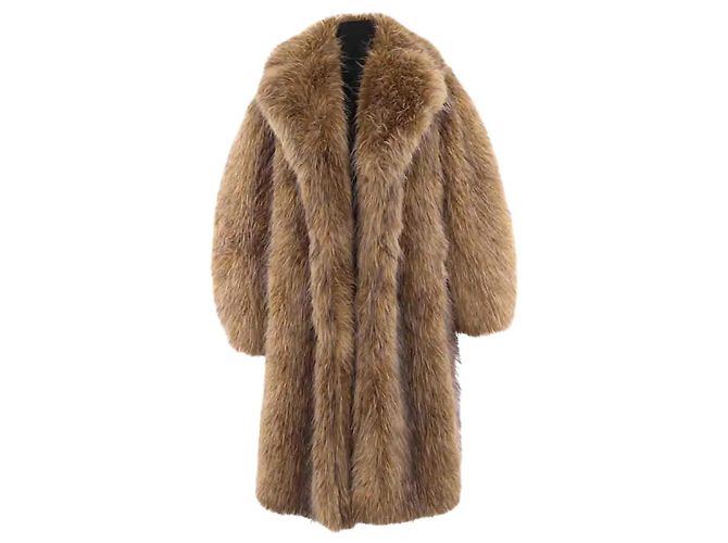 Abrigo de piel Ganni camel