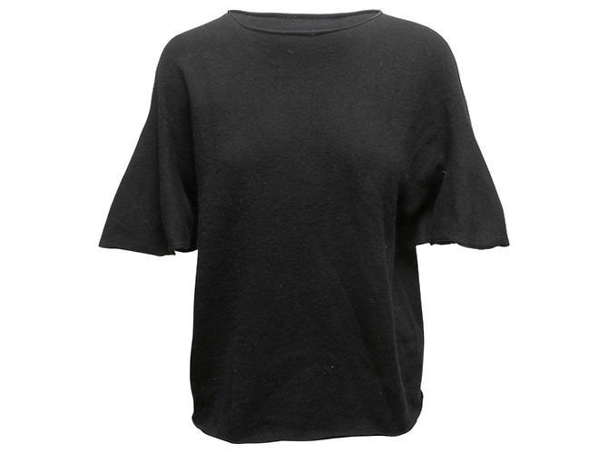 The Row Kurzarm-Kaschmirpullover Schwarz Größe US S