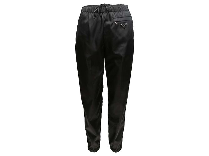 Black Prada Nylon Drawstring Joggers Size IT 38