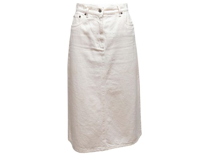Prada Denim Midi-Rock weiß Größe IT 44