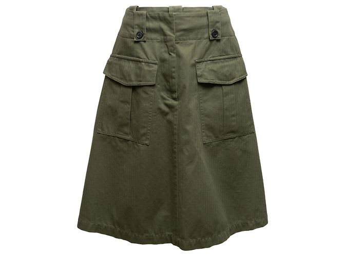 Saia midi cargo evasê Prada Olive Tamanho IT 38