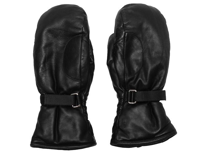 Moufles Prada en cuir noir Taille 8.5