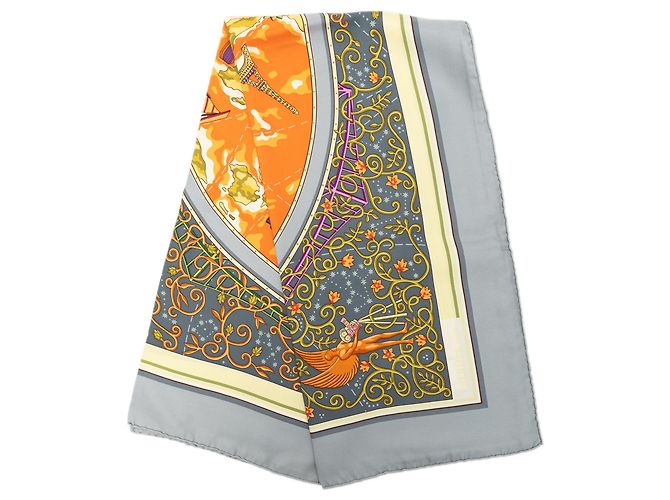 Pañuelo de seda Hermès World Map Gris 90