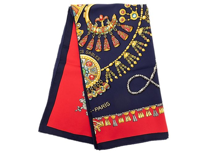 Pañuelo de seda Hermès Parures des Sables Azul 90