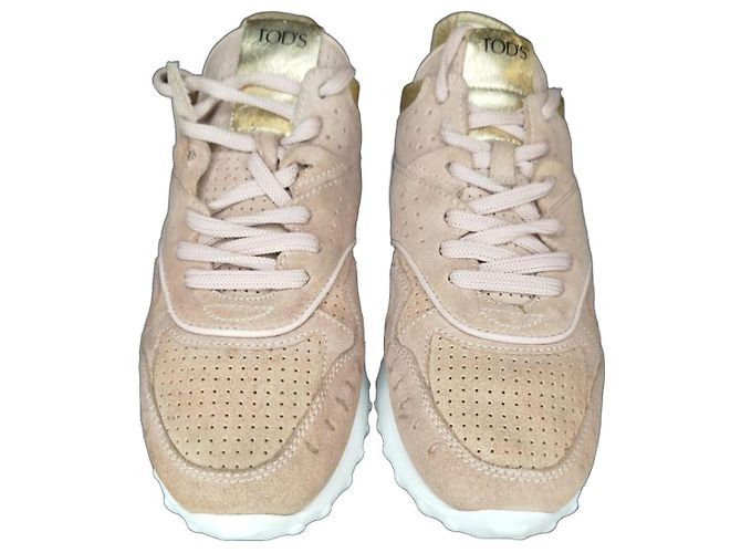 Baskets Tod's en daim beige et or