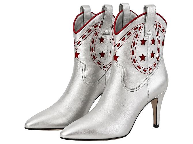 Marc Jacobs Silver Metallic Western Star Ankle Boots