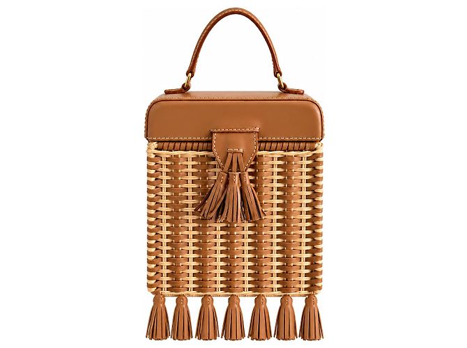 Autre Marque Serpui Mini Bolsa de Palha Tecida e Couro