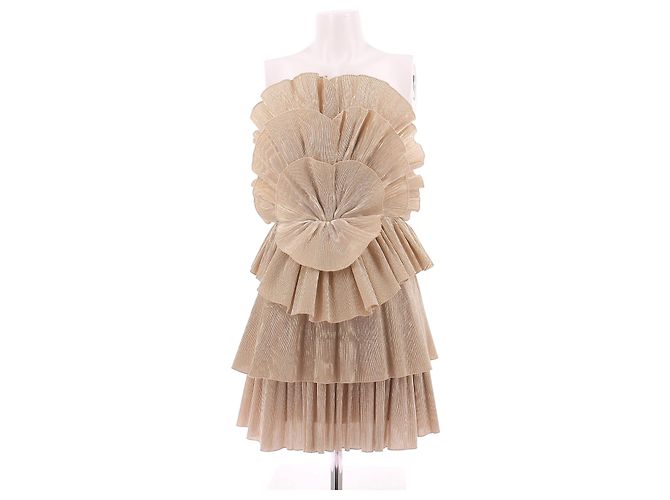 Autre Marque AJE Gold Kleid Beige aus Polyester Größe 8