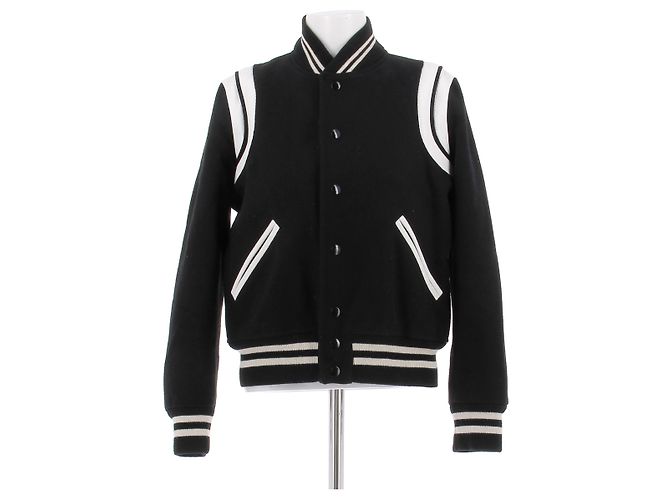 Autre Marque SAINT LAURENT Black Wool Bomber Jacket