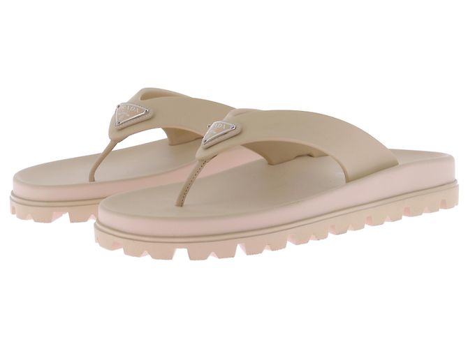Sandali Prada beige in gomma taglia 39