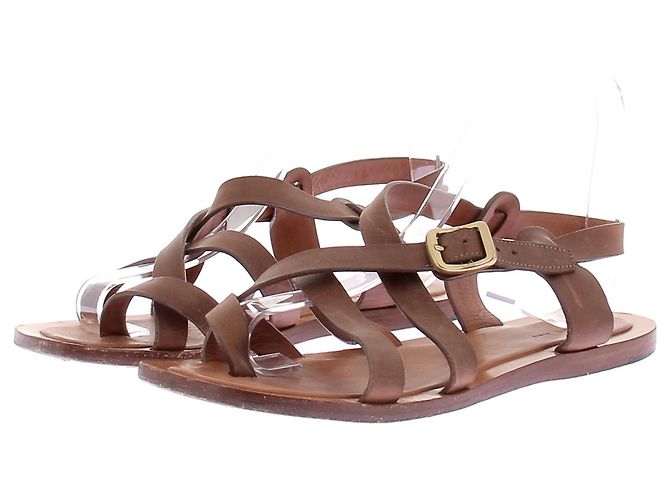 Céline Brown Leather Flat Sandals