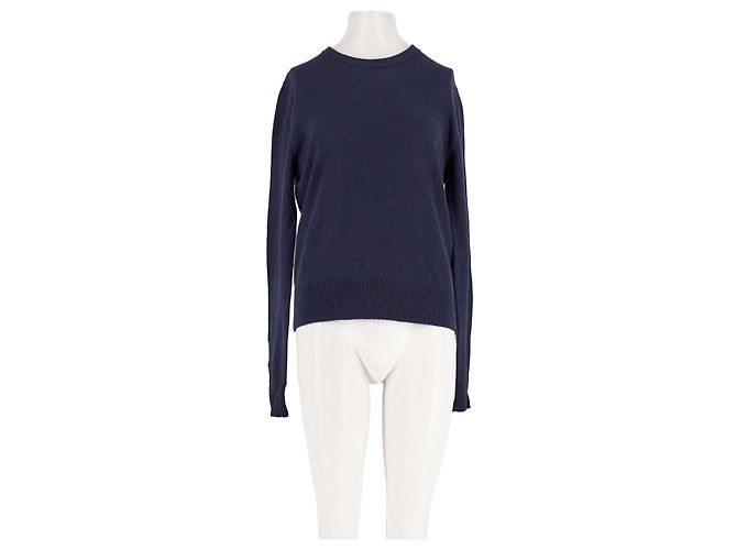 Forte Forte Wollpullover in Marineblau mit Rundhalsausschnitt