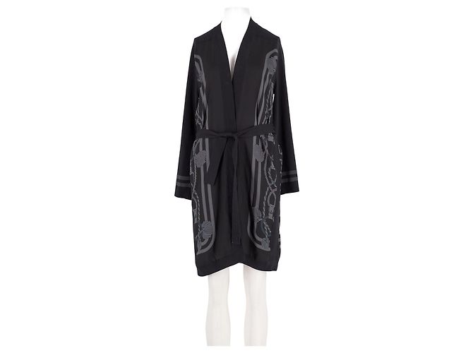 Hermès Seiden-Cardigan Kimono Schwarz