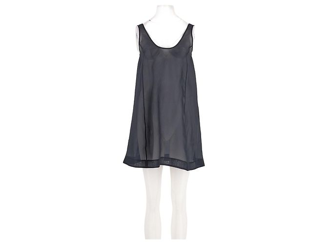 Autre Marque ARKET Graues Seidenkleid mit Spitzenbesatz