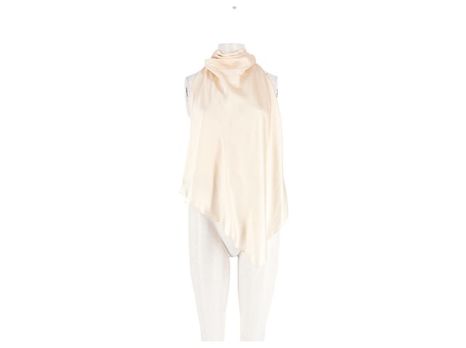 Autre Marque Top sin mangas de seda blanco ATTIRE THE STUDIO Cuello alto