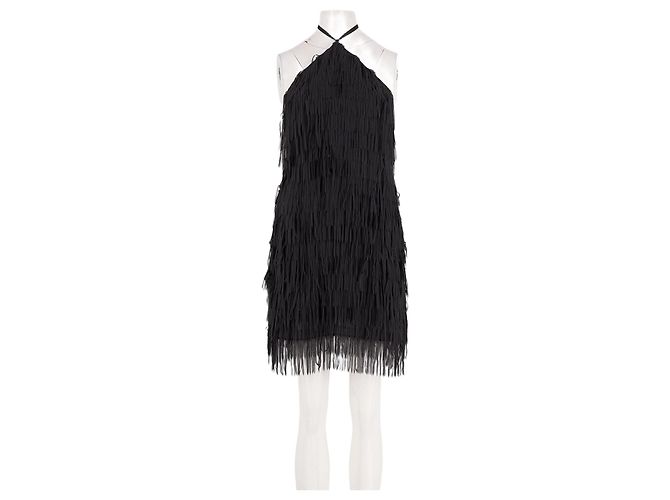 Autre Marque BAOBAB Schwarzes Minikleid mit Fransen und Tüll