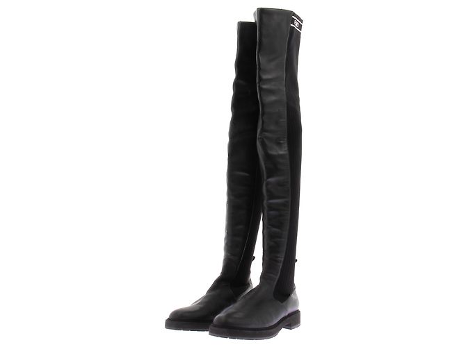Fendi Black Leather Knee High Boots