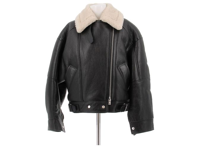 Acne Casaco de couro e shearling