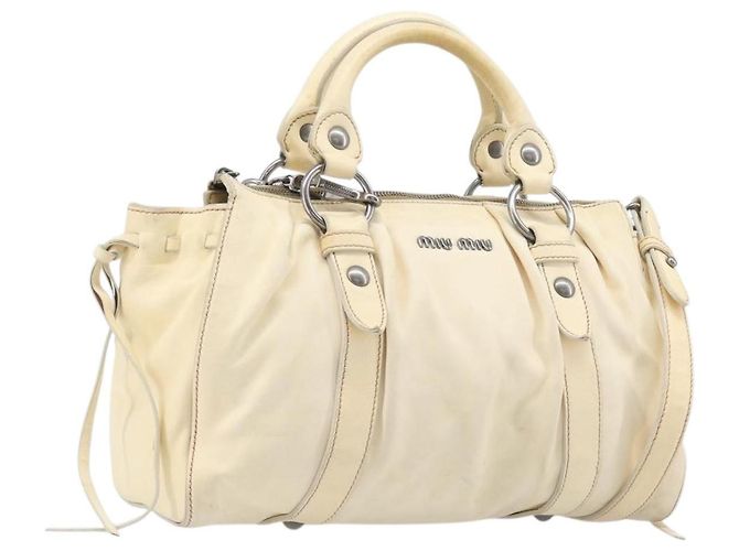 Miu Miu Handtasche Leder 2way Ivory Silver
