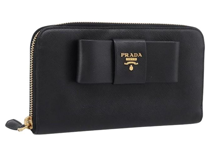 PRADA Long Wallet Saffiano leather Black Gold
