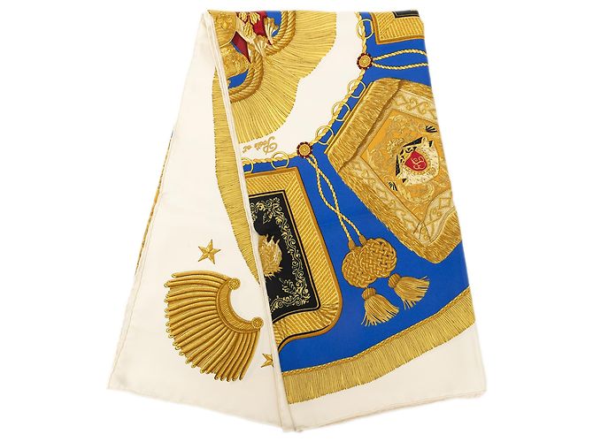 Pañuelo de seda Hermès White Poste et Cavalerie 90