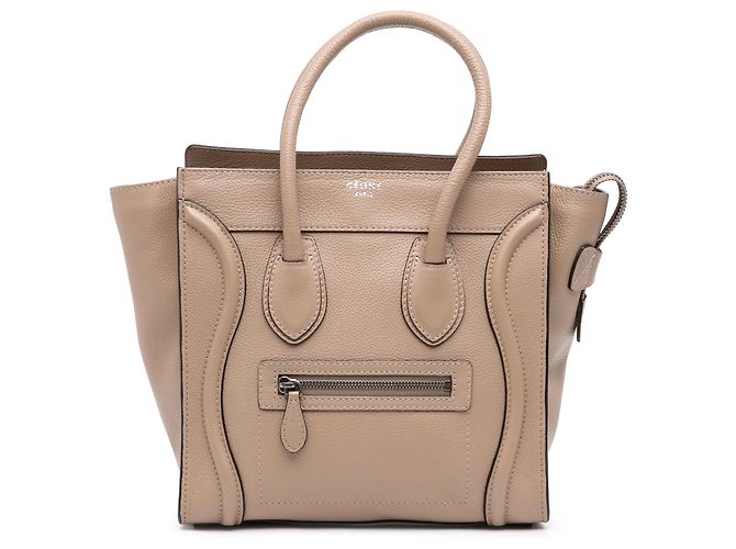 Céline Celine Bolsa Luggage Micro em couro marrom
