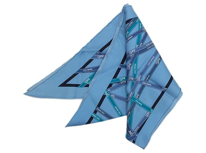 Lenço de seda triangular Hermès Blue Bolduc Pointu
