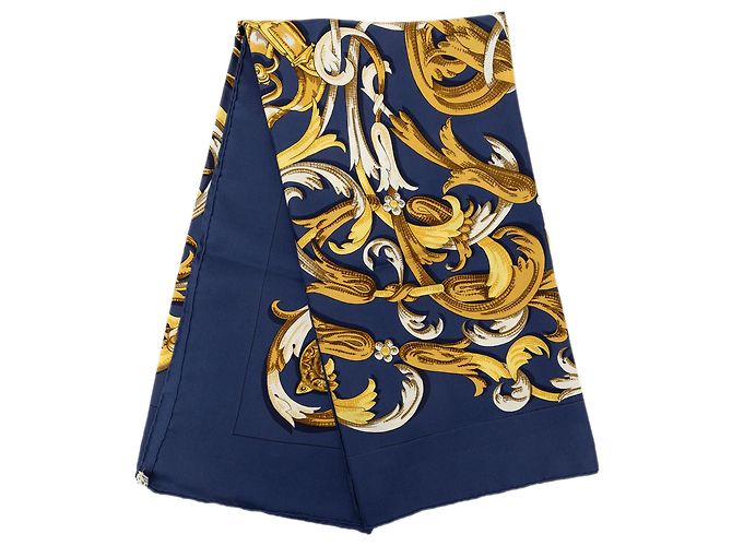 Lenço de seda Hermès Blue Le Mors A La Conetable 90