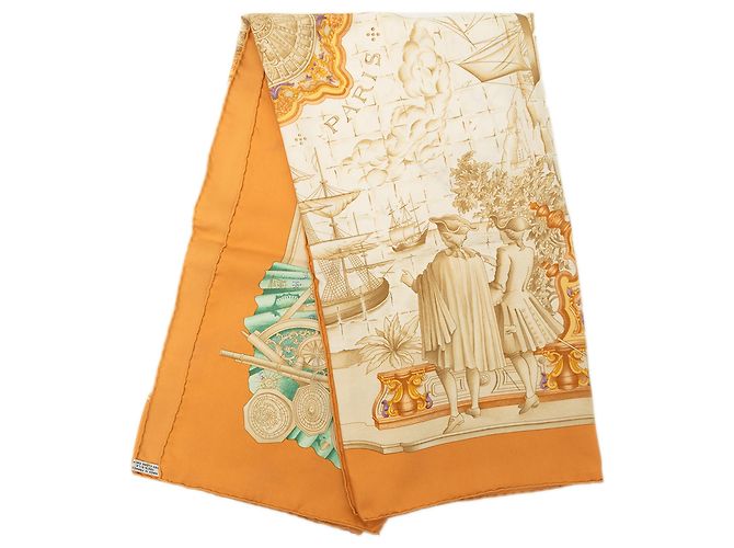 Pañuelo de seda Hermès Beige Azulejos 90