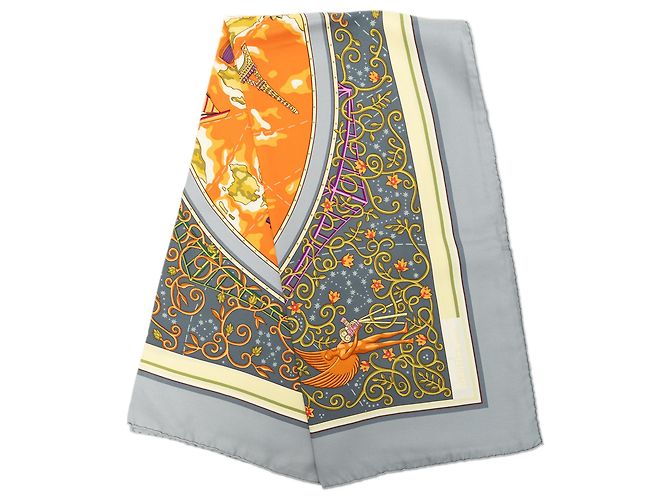 Pañuelo de seda Hermès Gray World Map 90