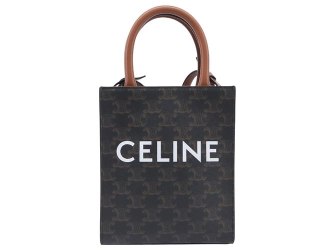 Céline Celine Vertical Cabas Triomphe Coated Canvas Small